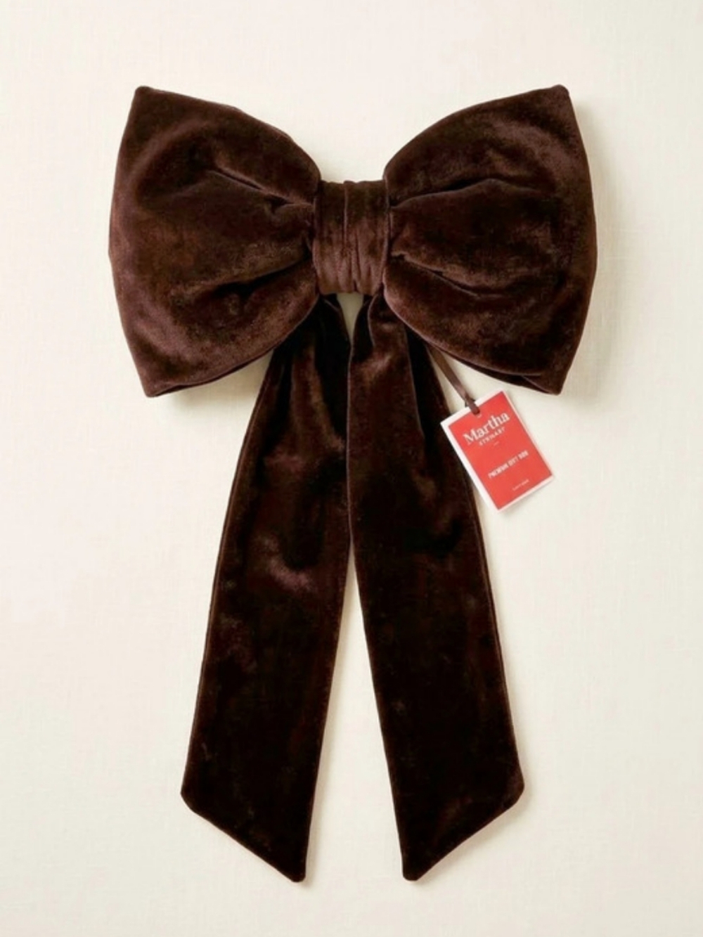 NWT Martha Srewart Oversized Chocolate Brown Velvet Premium Bow